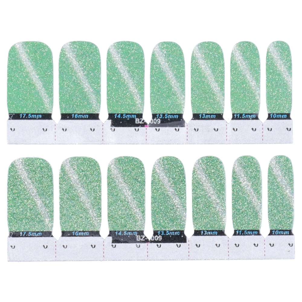 14pcs Self Adhesive Nail Sticker DIY Glitter Fashionable Nail Polish Strip Full Wraps Decal(09 )