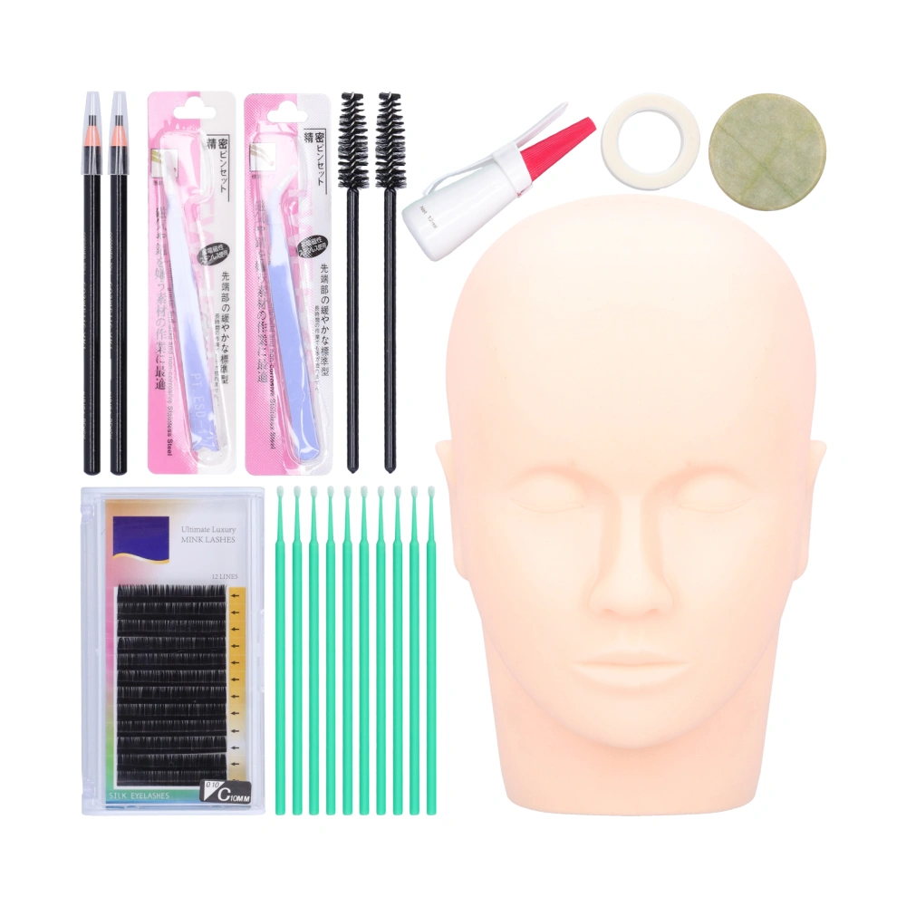 False Eyelash Extension Training Kit Mannequin Head Grafting Eyelashes Practice Tools Kit