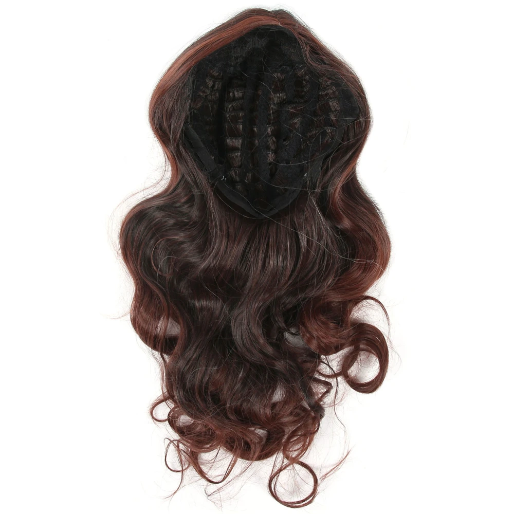 Stylish Black Brown Long Curly Wigs Women Halloween Cosplay Party Wavy Synthetic Wigs