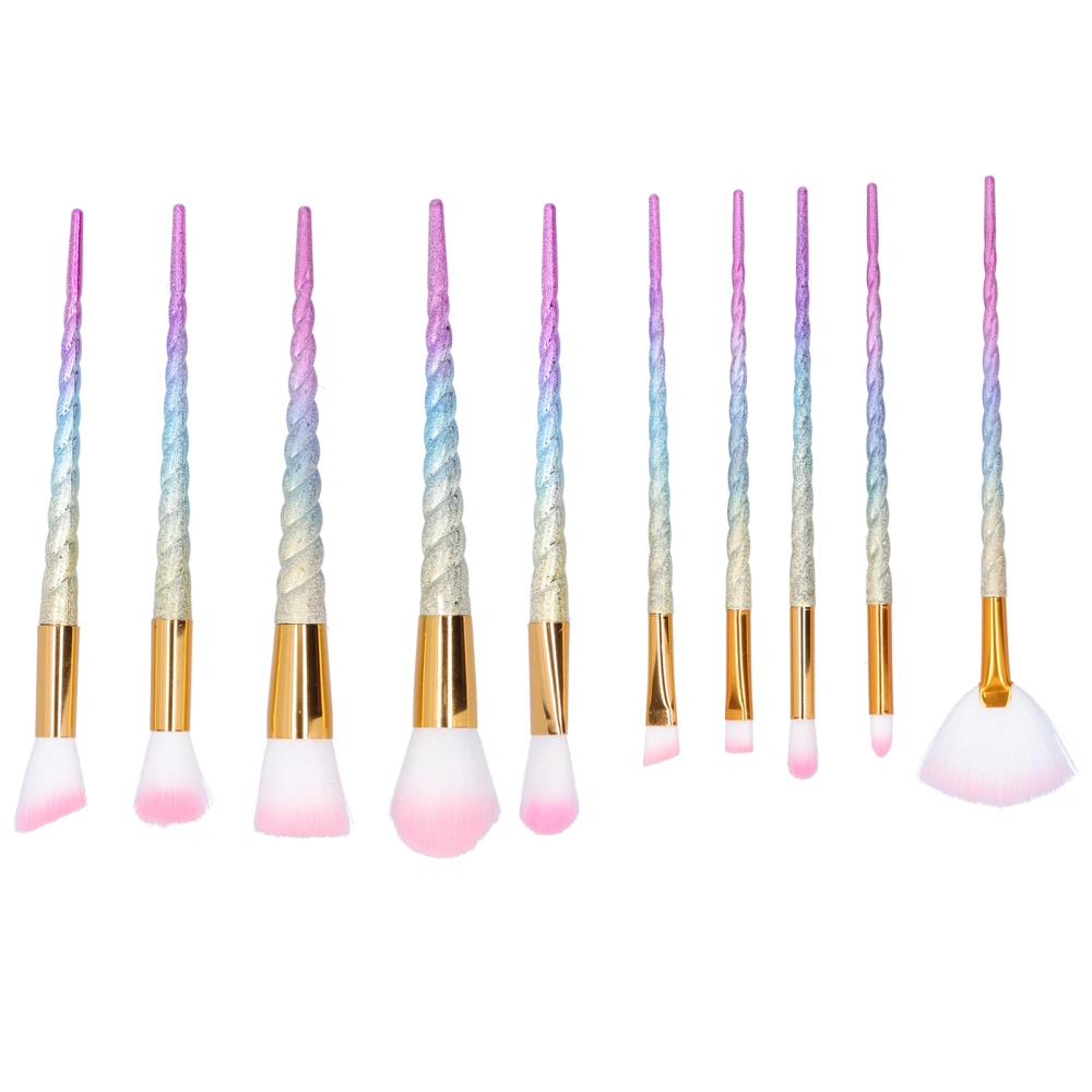 10pcs Loose Powder Blusher Brush Travel Portable Soft Hair Cosmetic Brush Set Makeup Tool