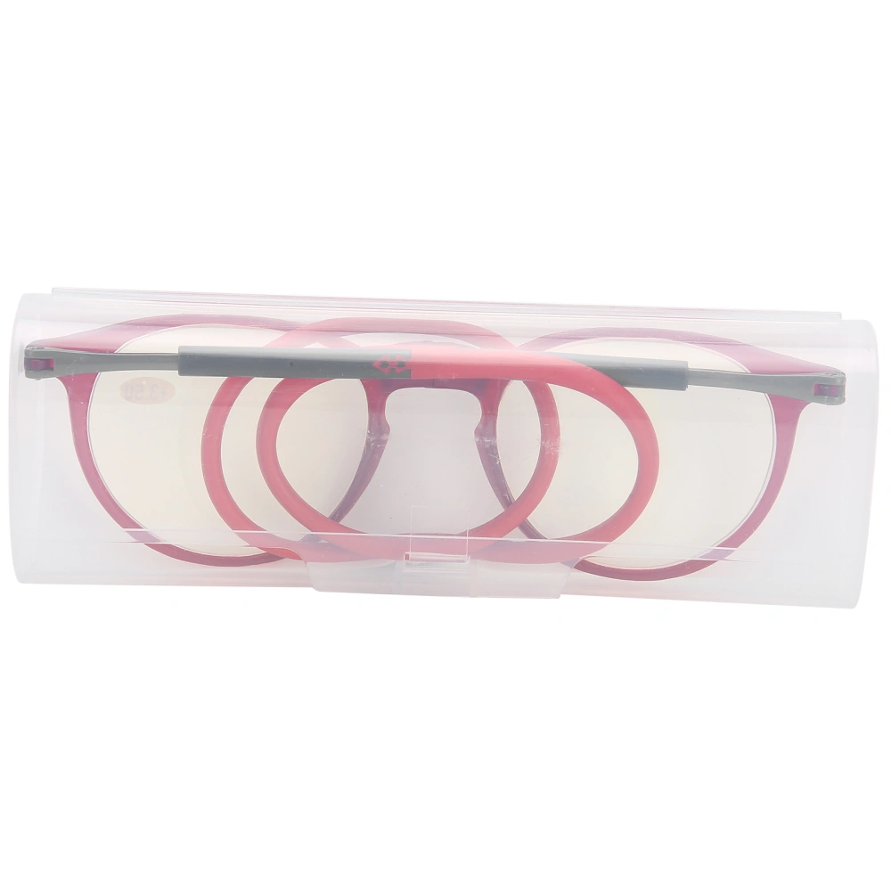 Eldely Magnetic Reading Glasses Portable Stylish Blue Light Blocking Presbyopic Glasses+400 Red