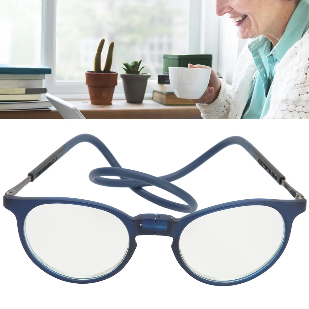 Blue Light Blocking Magnetic Reading Glasses Elderly Simple Stylish Presbyopic Glasses(+200 Dark Blue)