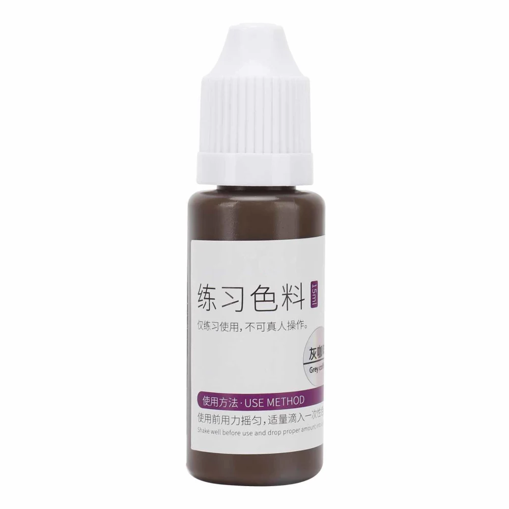 15ml Lips Mist Eyebrow Tattoo Pigment Microblading SemiPermanent Tattoo Ink for Practice(Gray Coffee )