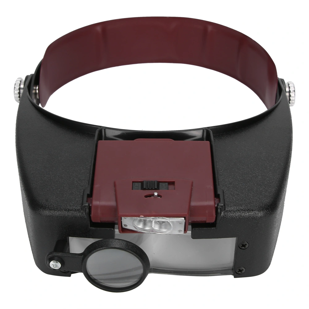 LED Head Mount Glasses Magnifier Battery Powered Magnifying Glass for Reading RepairingRed