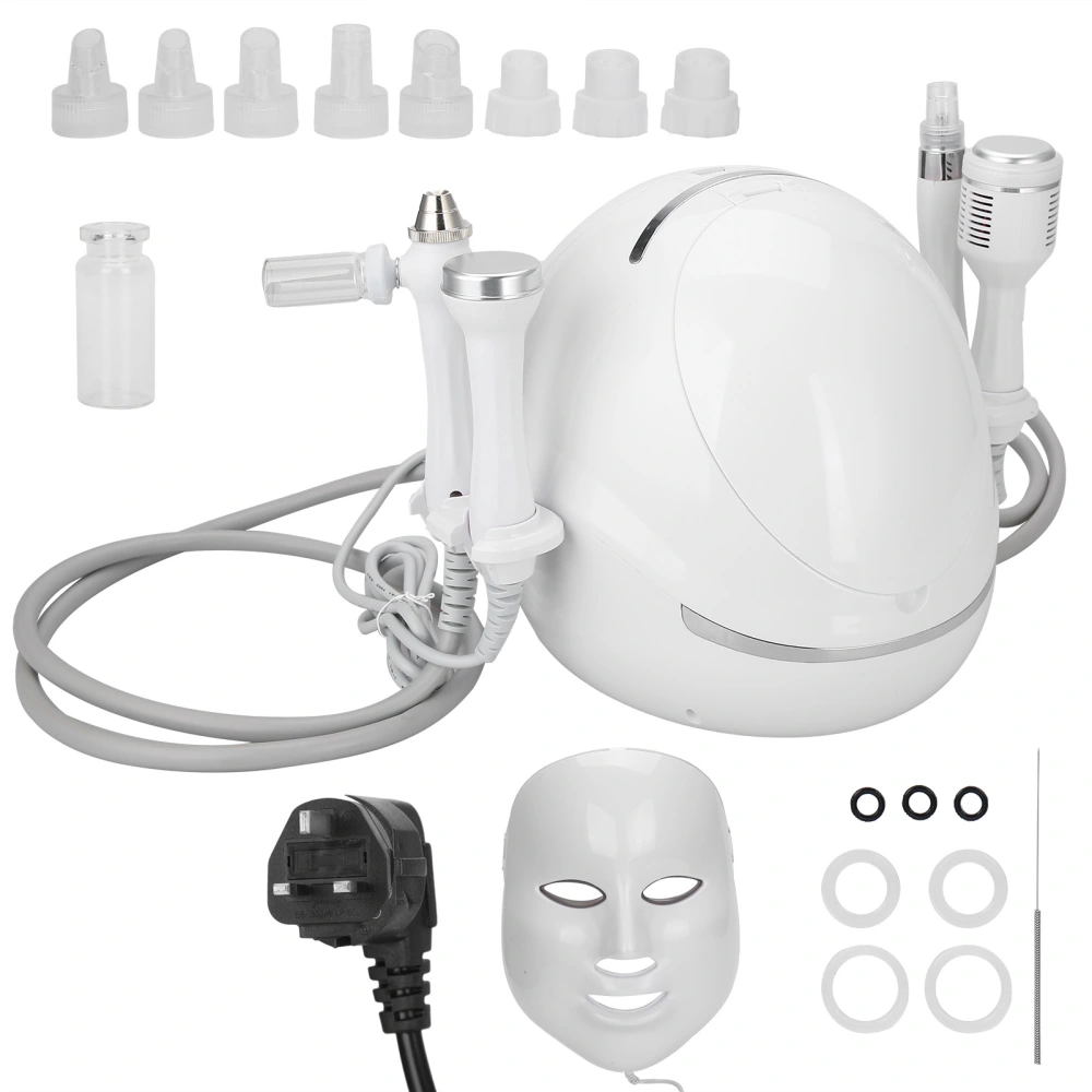 5‑In‑1 Hydrogen Oxygen Bubble Ultrasonic Ice Cooling Probe LED Face Mask Skin Rejuvenation MachineUK Plug 100‑240V