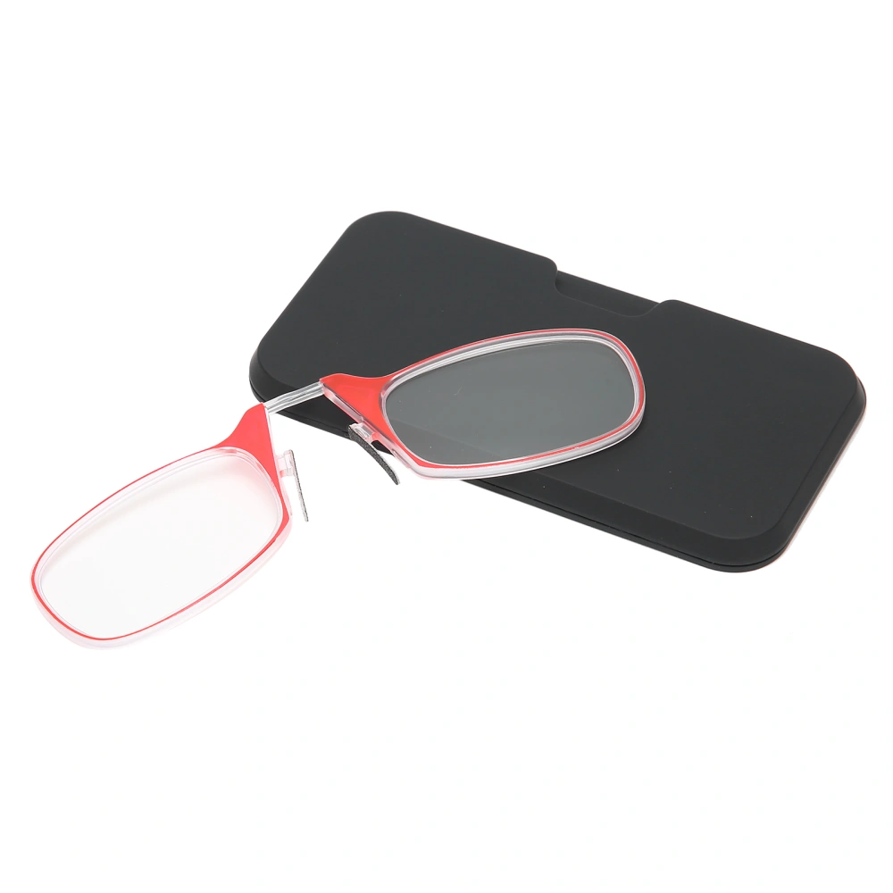 Unisex Elderly Blue Light Blocking Nose Clip Glasses Armless Glasses Reading Eyeglasses +250 Red