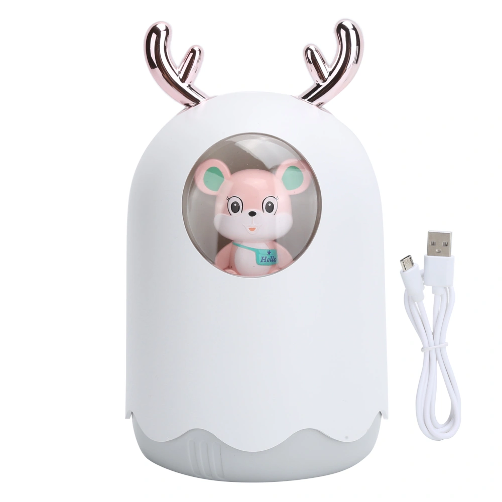 Air Humidifier Mute Working with Colorful Ambient Light USB Plug‑In Nano Mist Maker Christmas Deer Horn TypeWhite