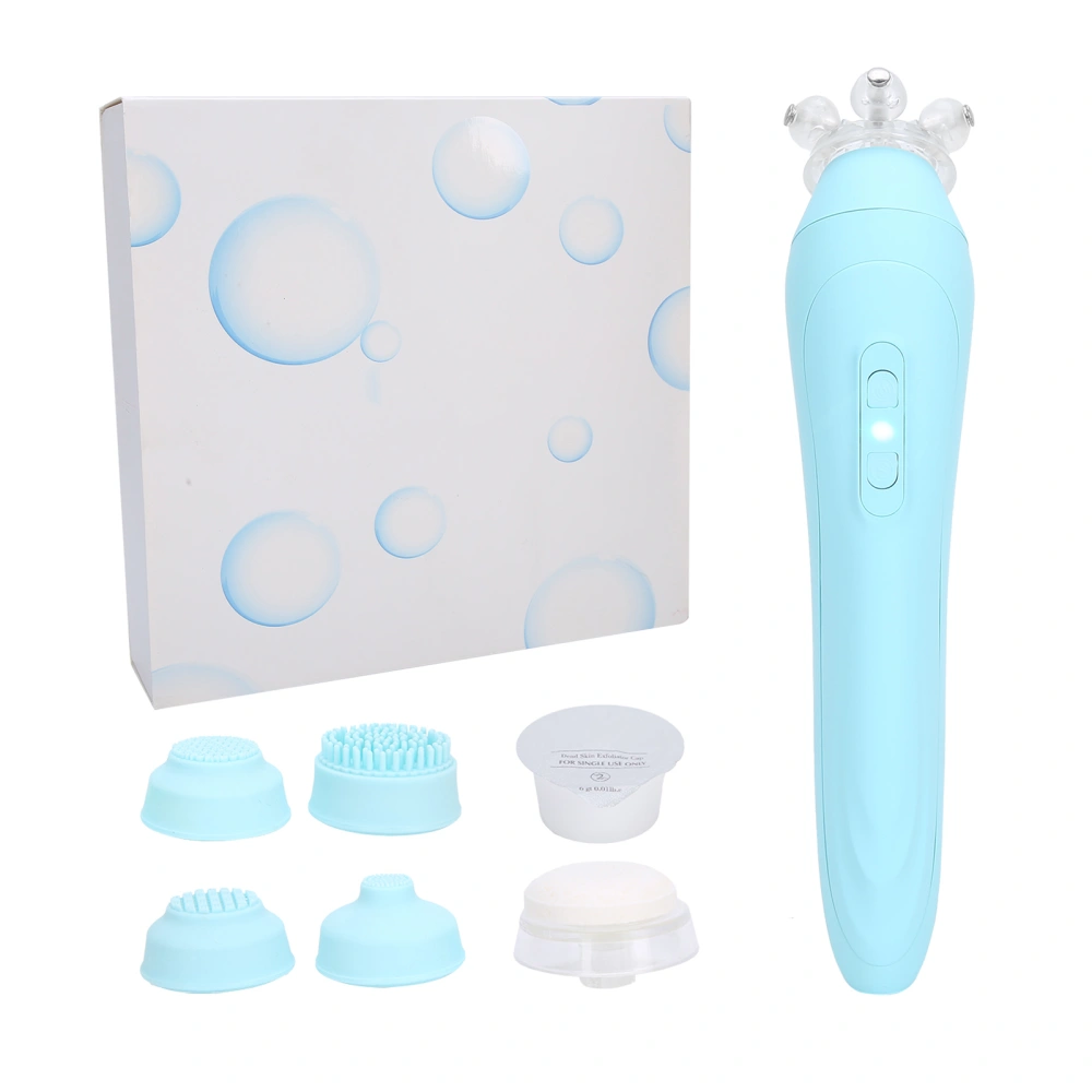 Rechargeable Electric Facial Cleansing Brush Silicone Face Pore Cleaner Instrument (Blue)