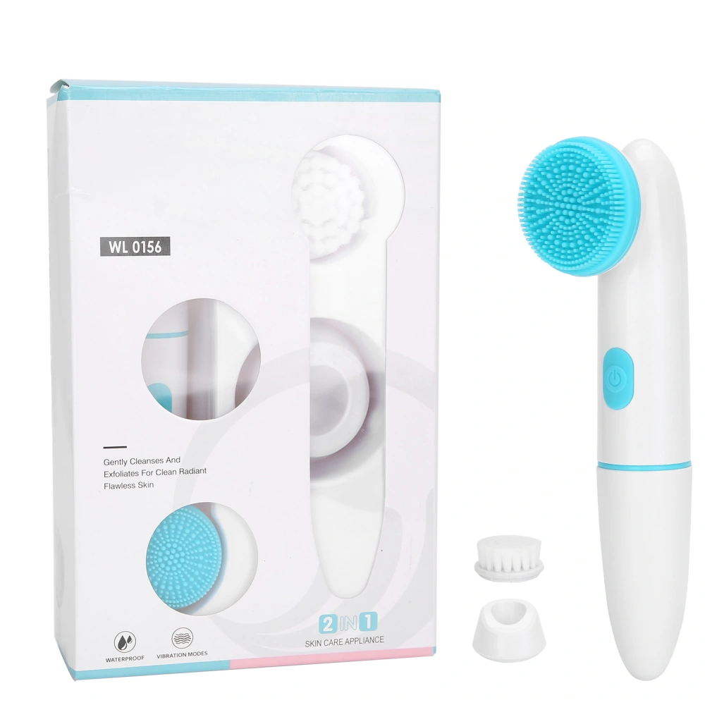 2‑In‑1 Electric Ultrasonic Silicone Face Cleansing Brush Pore Cleaner Face Cleansing BrushBlue