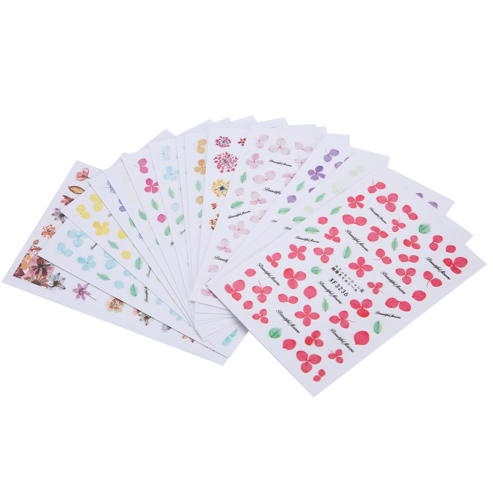 14 Sheets Flowers Nail Art Stickers Self Adhesive Nail Decals for Women Finger Decorations