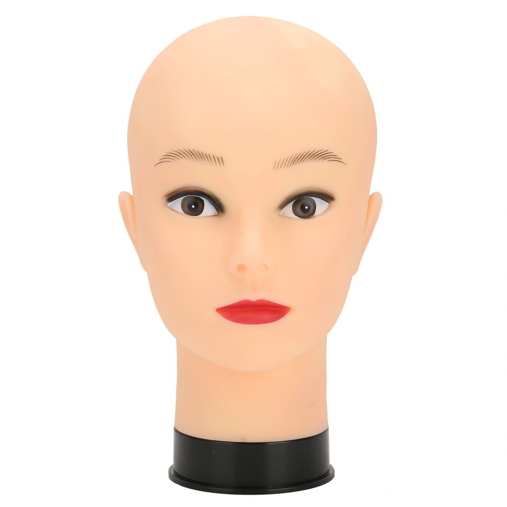 Bald Mannequin Head Makeup Training Practice Hat Wig Display Mannequin Head (Black Base)with Makeup