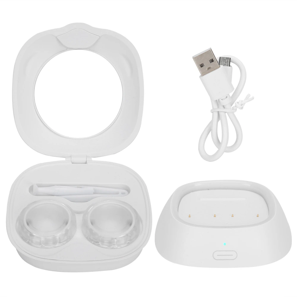 Electric Contact Lens Cleaner Machine Waterproof USB Charging Contact Lens CleanerWhite