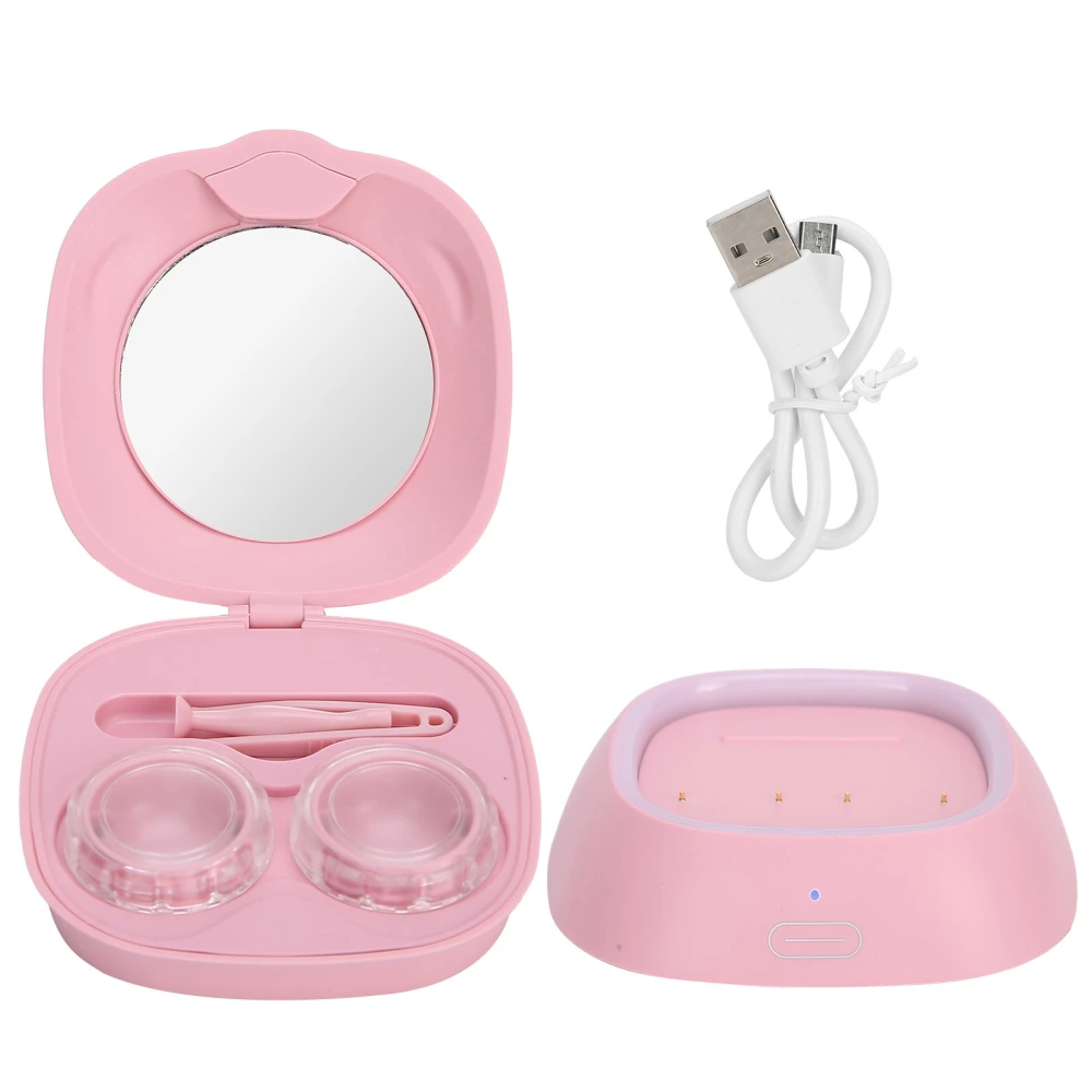 Electric Contact Lens Cleaner Machine Waterproof USB Charging Contact Lens CleanerPink