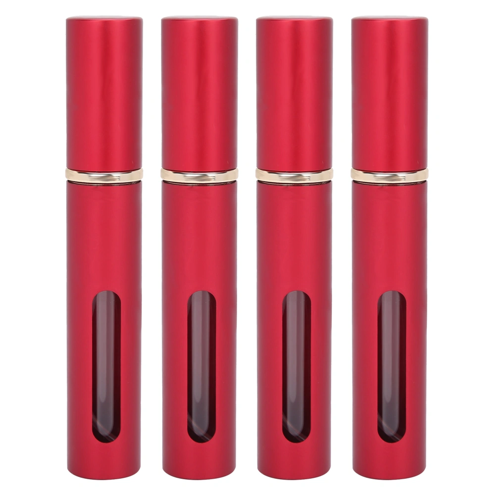 4pcs 10ml Perfume Bottle Portable Glass Empty Refillable Press Perfume Bottle Set Red