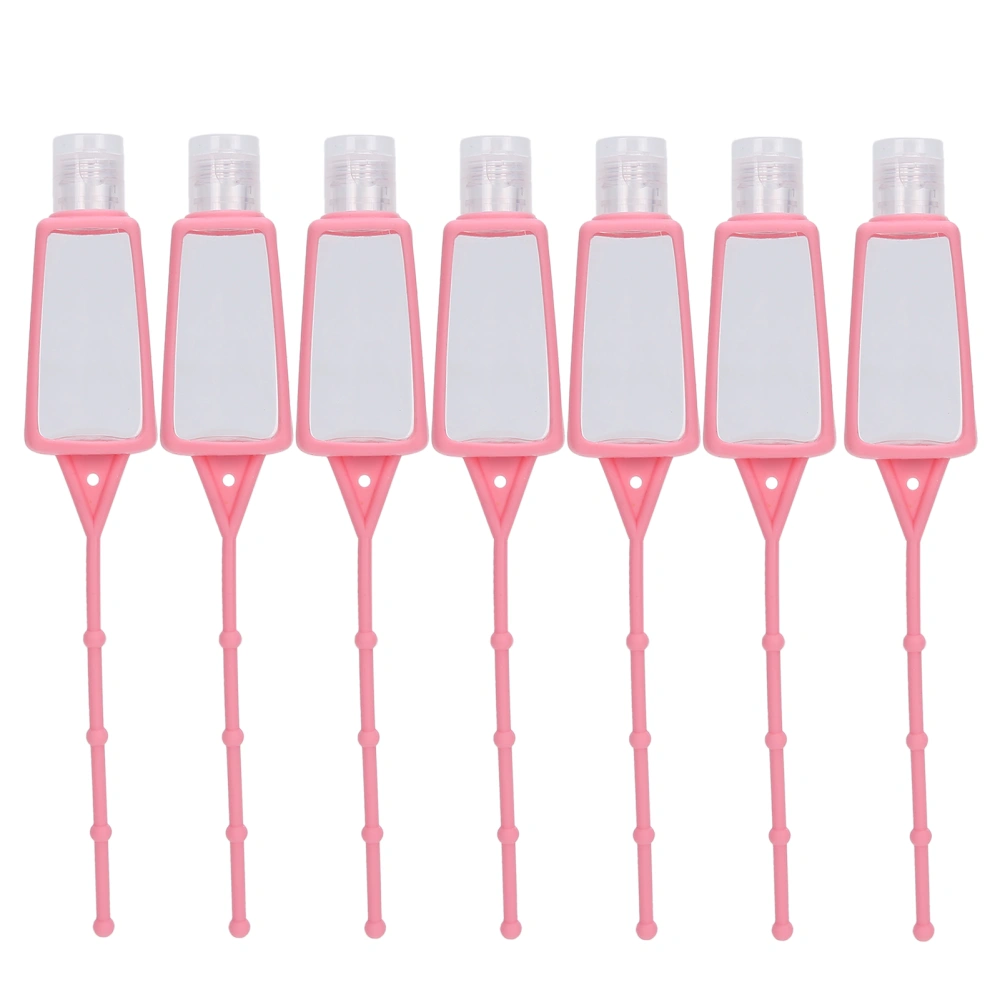 7pcs Portable Liquid Soap Bottle With Silicone Sleeve Pocket Empty Travel Bottle Set 30ml x 7pcs(Rectangular Bottle Pink Holder )