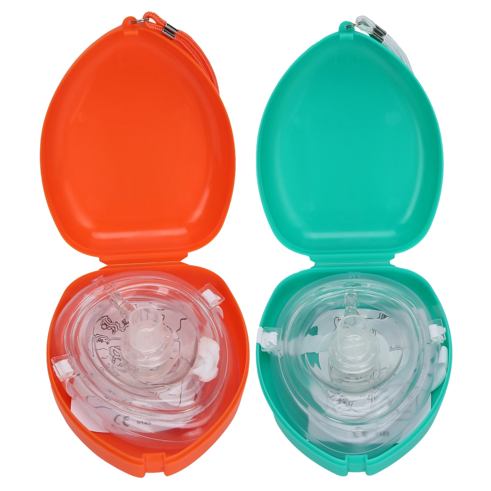 Pocket Resuscitator OneWay Valve Breathing Emergency Artificial CPR Rescue Face Shield(Green Orange )