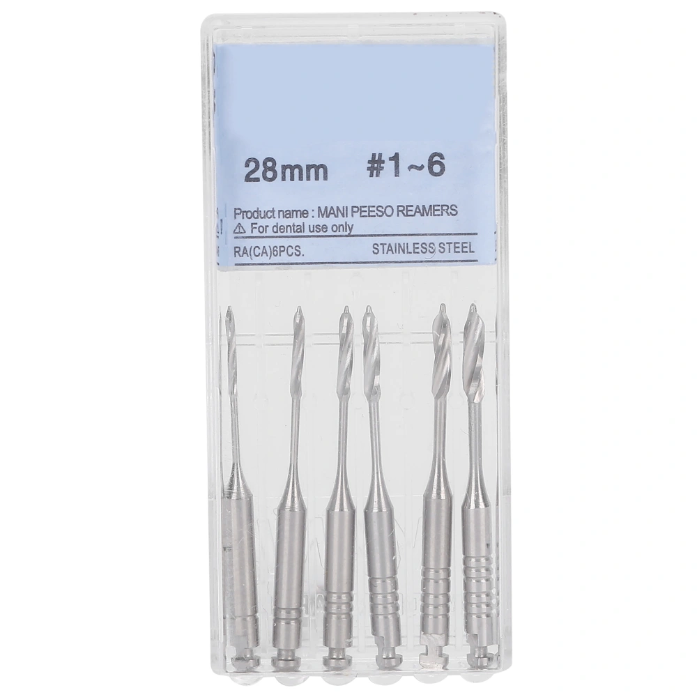 6pcs Dental Peeso Reamers Drill File Endodontic Files for Endodontic Root Canal28mm / 1.1in