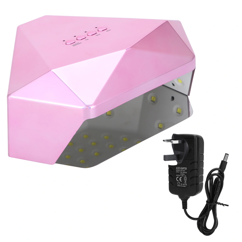 24/48W Nail Gel Curing Light UV LED Double Light Source Fast Nail Gel Dryer Lamp Pink 100‑240VUK Plug