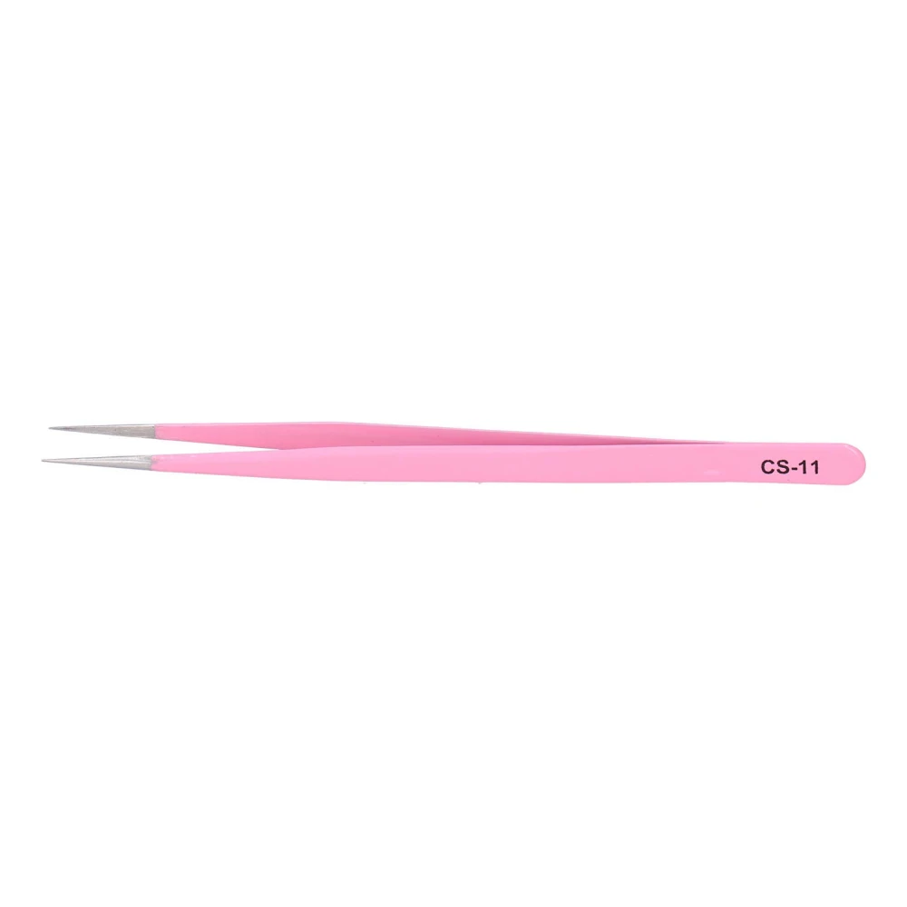 Anti Static Eyelash Grafting Tweezers Stainless Steel Eyelash Extension Tweezers Pink(CS-11 )