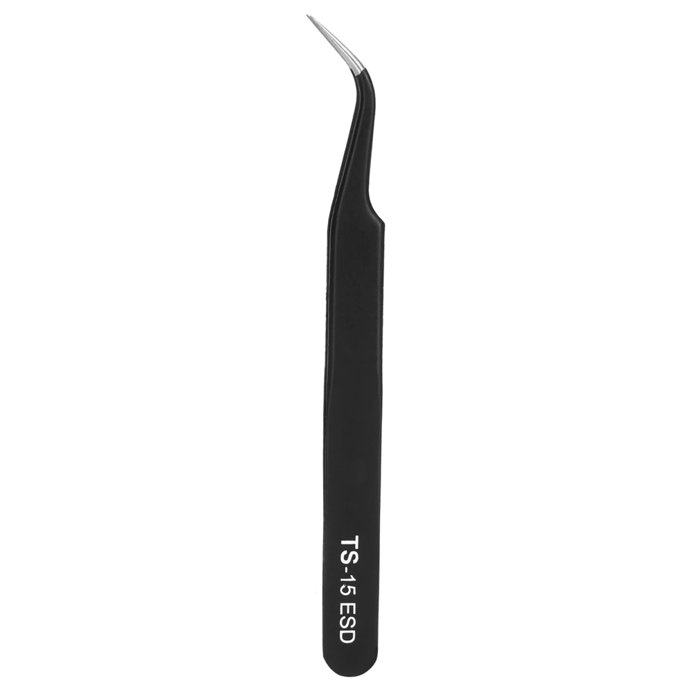 AntiStatic Eyelashes Tweezers Precise Stainless Steel Tweezers for Eye Lashes Grafting Extension(TS15Curved Head )