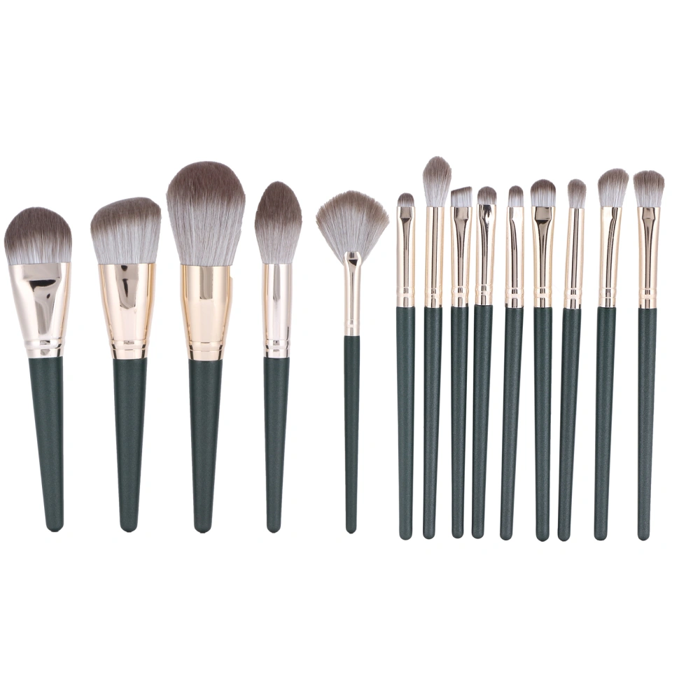 14Pcs Makeup Brush Set Dark Green Beginner Cosmetic Powder Blusher Eyeshadow Blending Tool