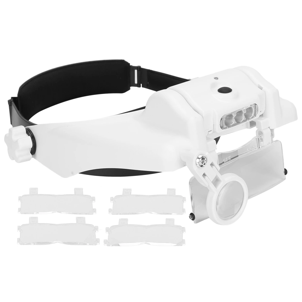 Glasses Magnifier Head Mount USB Charging Magnifying Glass with Adjustable LED Light