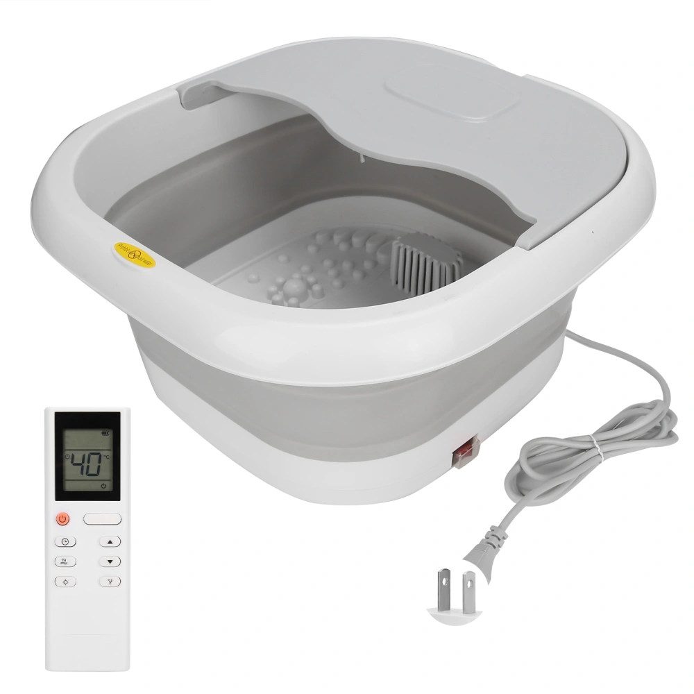 Electric Heating Massage Footbath Bucket Household Folding Red Light Foot Spa MachineGray US Plug 110V