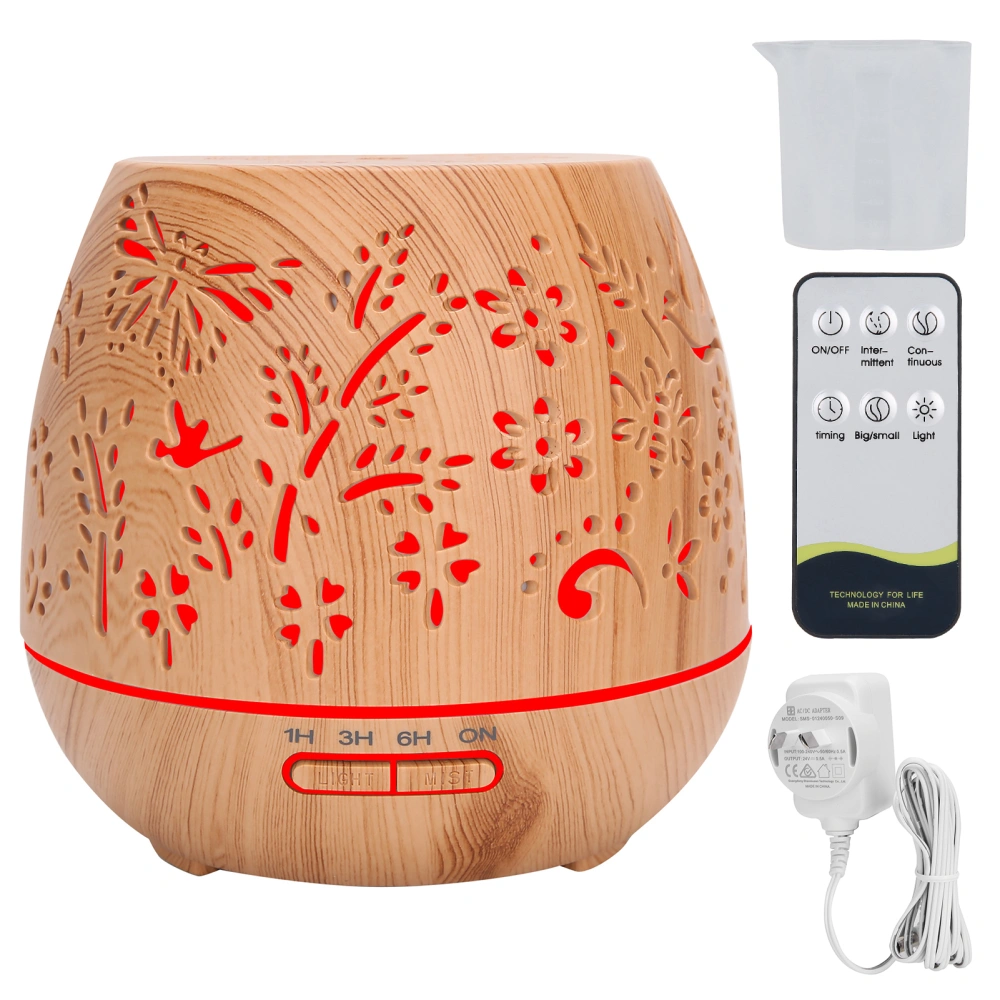 400ml Humidifier Wood Grain Hollow Aroma Diffuser Remote Control Humidifier 110‑240VAU Plug