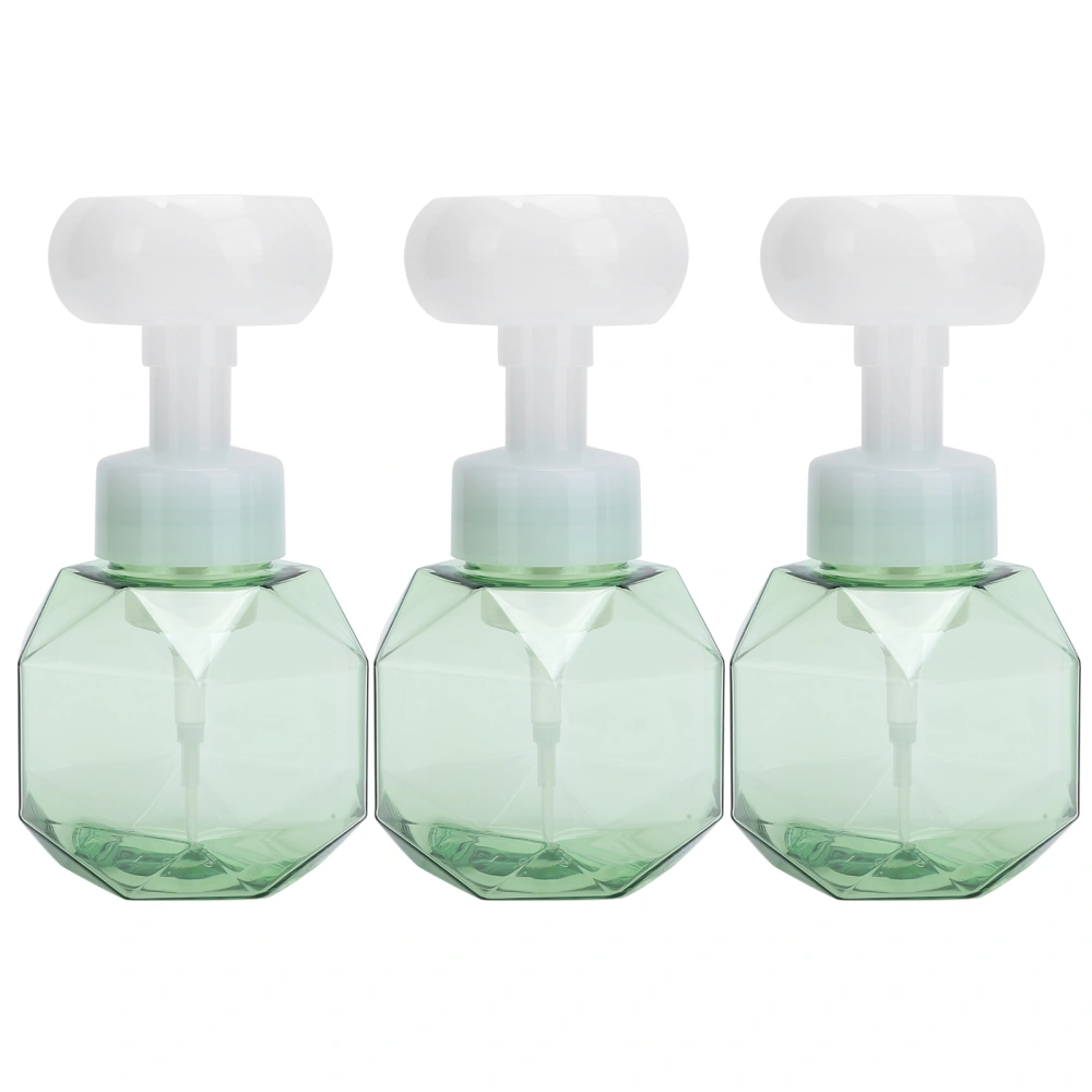 3Pcs PETG Flower Foam Bottle 300ml Mousse Pump Bottle Hand Washing Cosmetics SubpackageTransparent Green Flower Sparkling Bottle