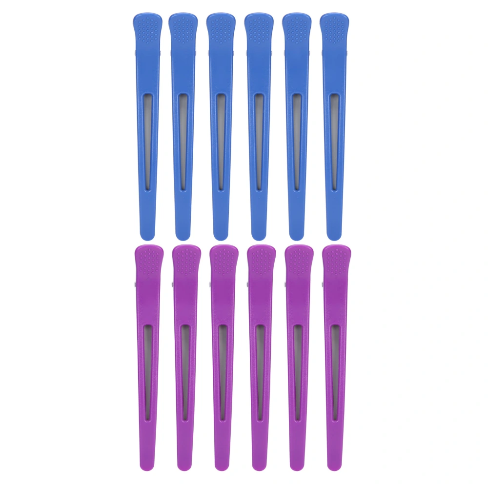 12pcs Makeup Duckbill Hair Clip Hairdressing Partition Sectioning Clips (Blue Purple)