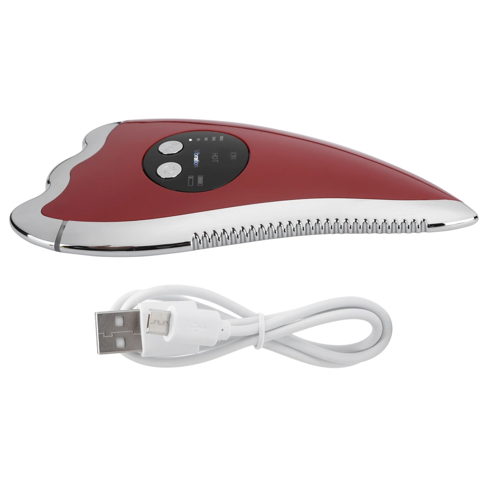 Electric Face Scraping Massager MicroCurrent Skin Lifting Firming Beauty Machine (Red)