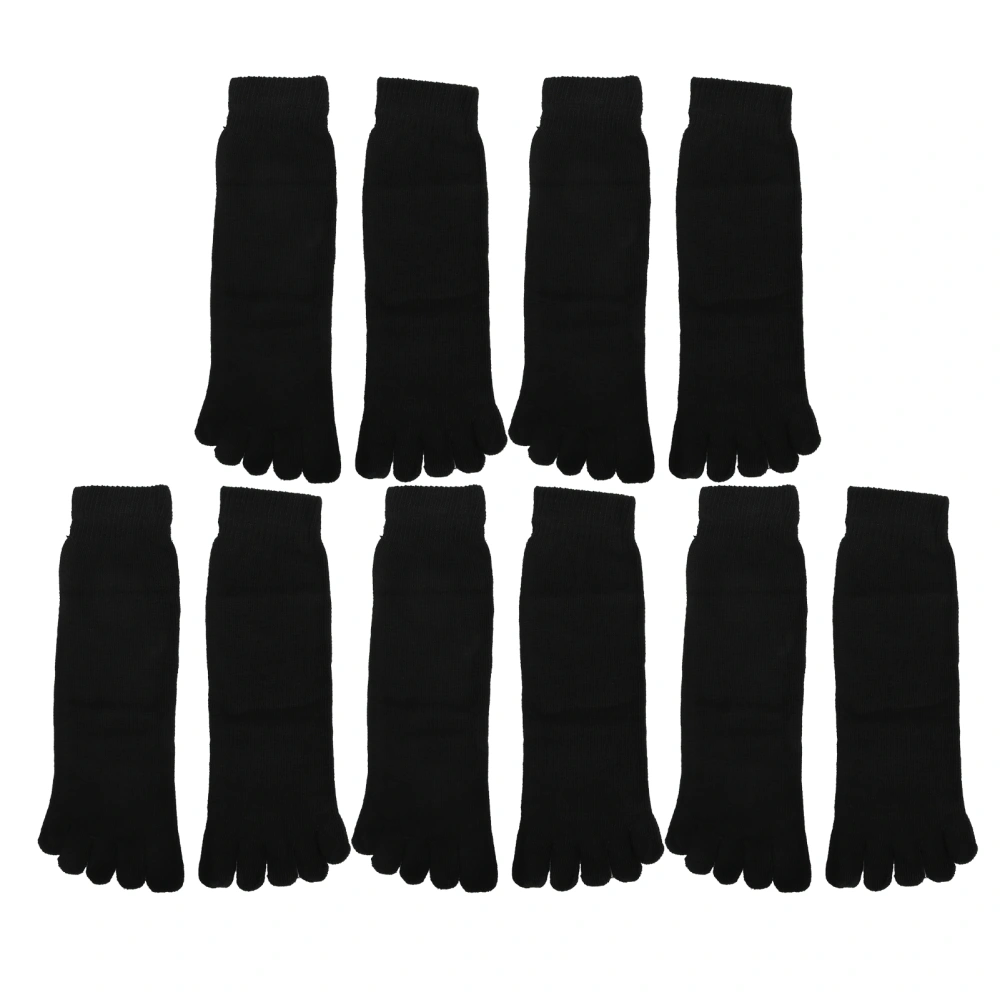 5pairs Toe Socks Breathable Five Finger Socks Prevent Foot Odor Running Yoga Socks for MenBlack