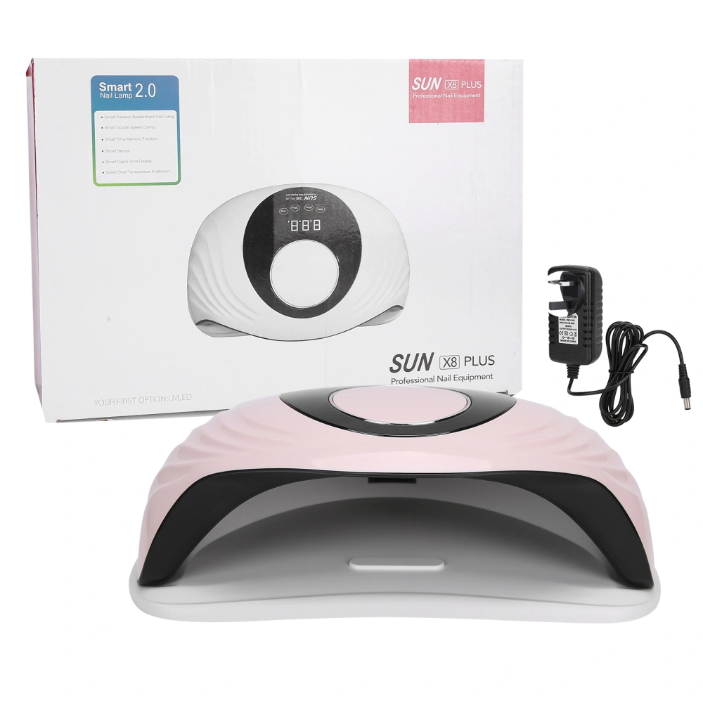 120W UV Nail Lamp LED Gel Polish Dryer Fast Dry Induction Manicure Tool 110‑240VPink UK Plug