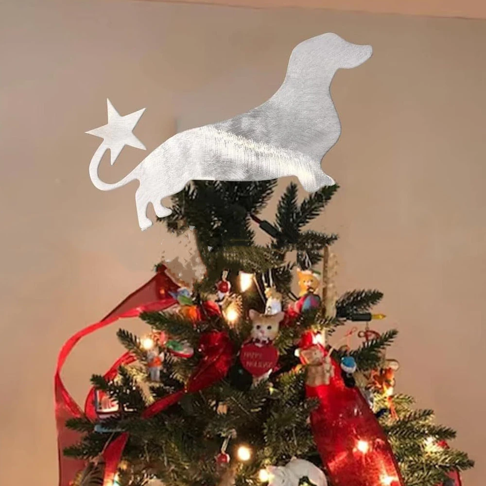 Metal Christmas Tree Dachshund Star Home Decoration