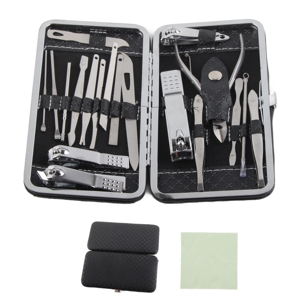 Nail Clippers Set Stainless Steel Manicure Pedicure Kit Fingernail Toenail Grooming Beauty ToolBlack