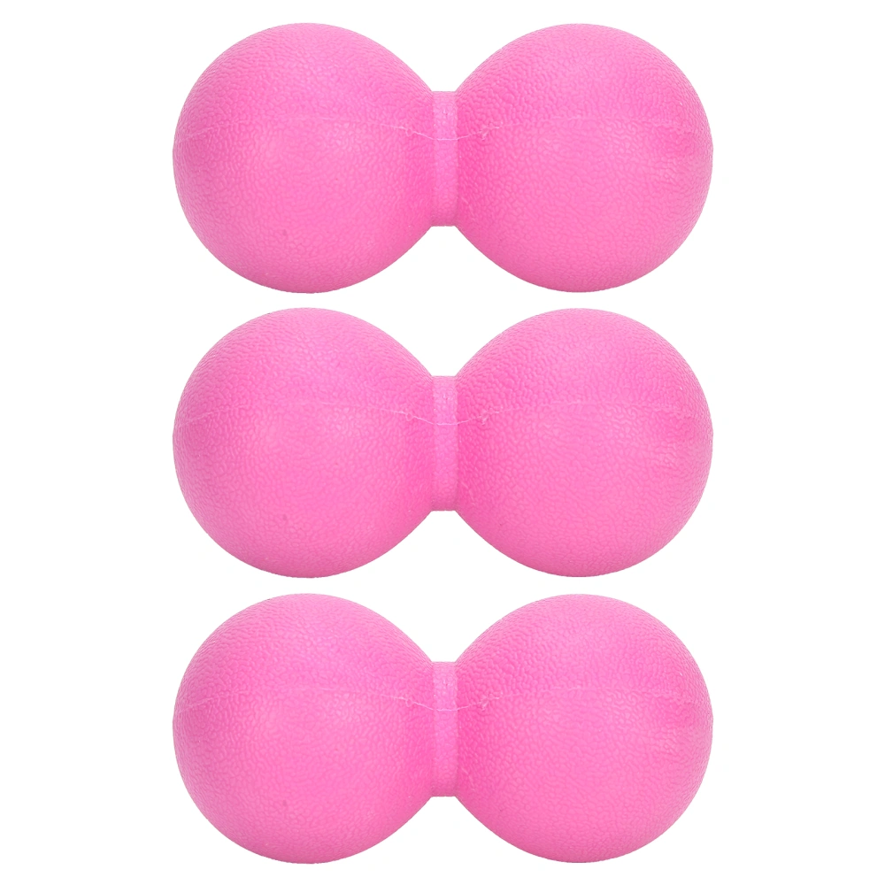 3pcs Silicone Massage Ball Peanut Shape Muscle Relaxation Fitness Massage Ball for Neck ShoulderRose Red