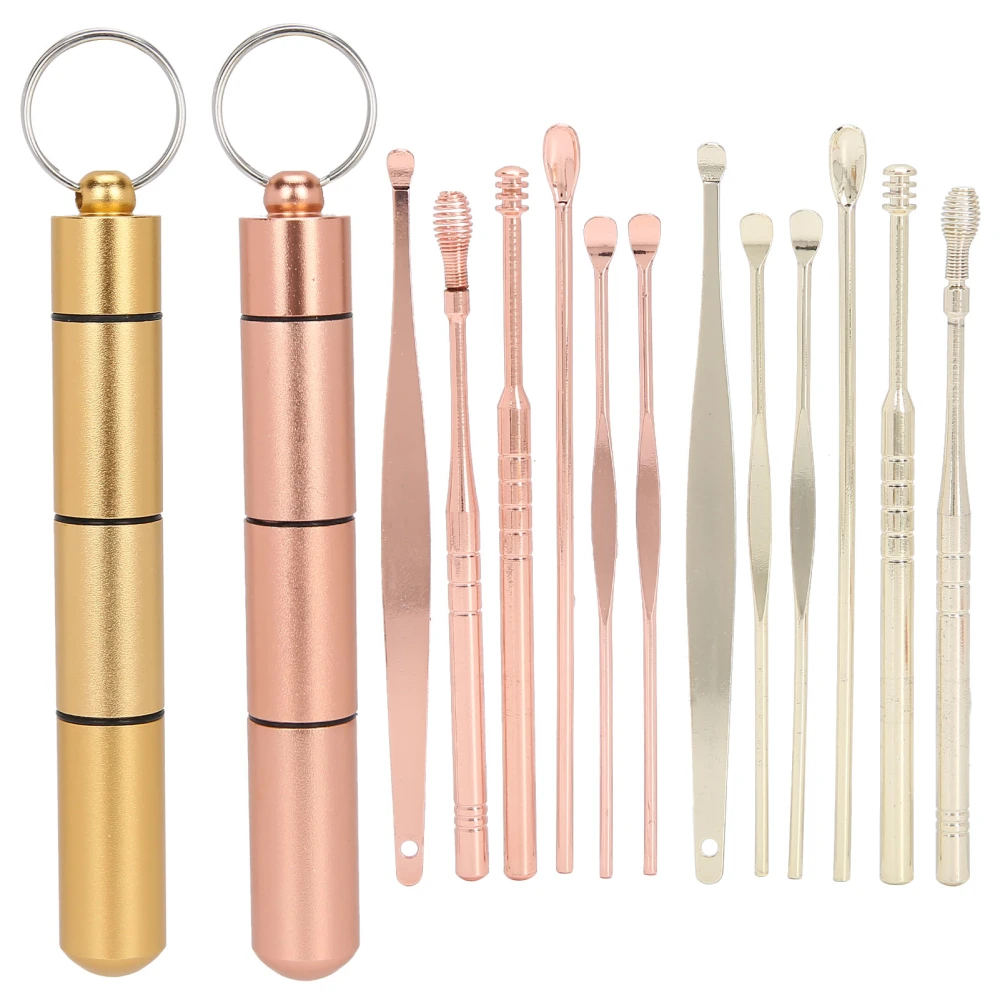 Earwax Remover Kit Stainless Steel Ear Spoon Scoop Ear Wax Pick Earwax Cleaning Tool(Rose Gold Gold )