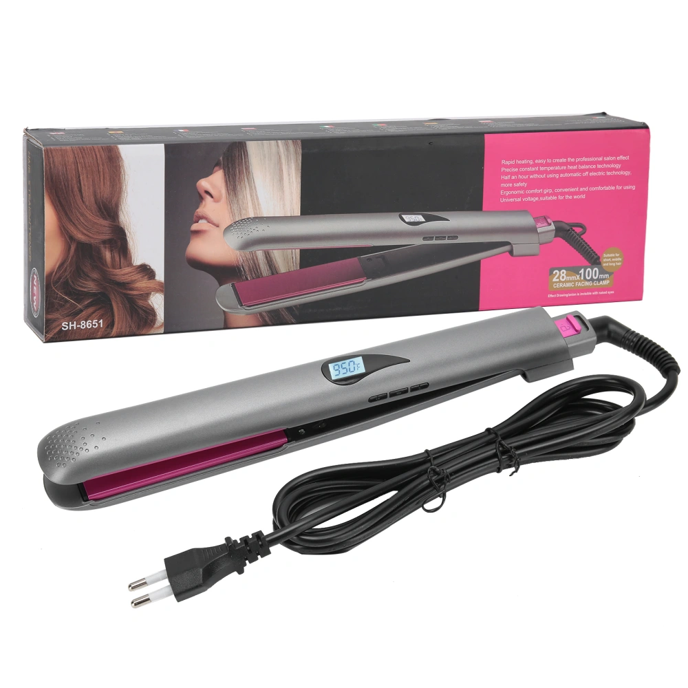 Hair Straightening Ceramic Heating Plate Straightener LCD 12-Gear Temperature Control EU Plug 110-240V