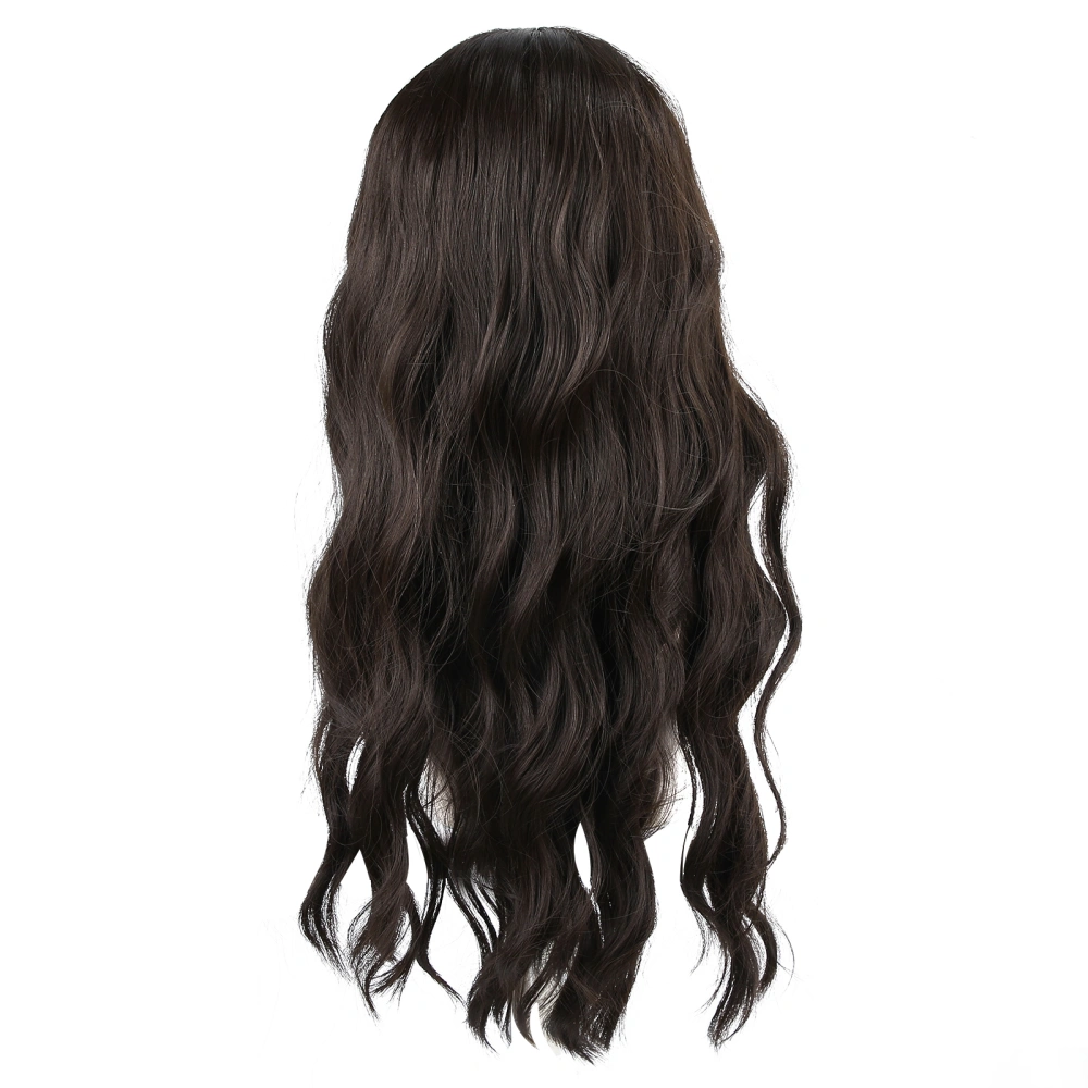 Women Black Long Curly Wig Lady Fashionable Cosplay Party Synthetic Wigs with Bangs 66cm