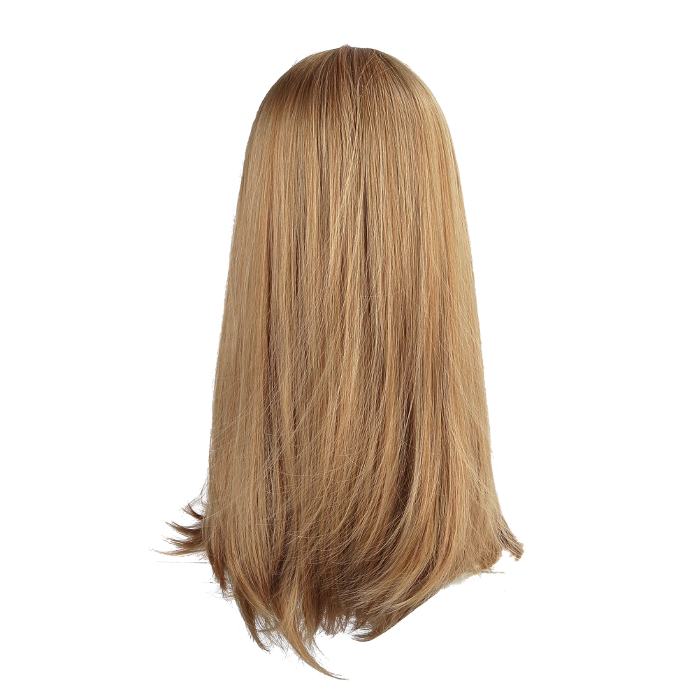 lc6083‑1 Gold Long Straight Hair Wig with Bangs Cosplay Fake Hair Wig for Party Halloween 60cm