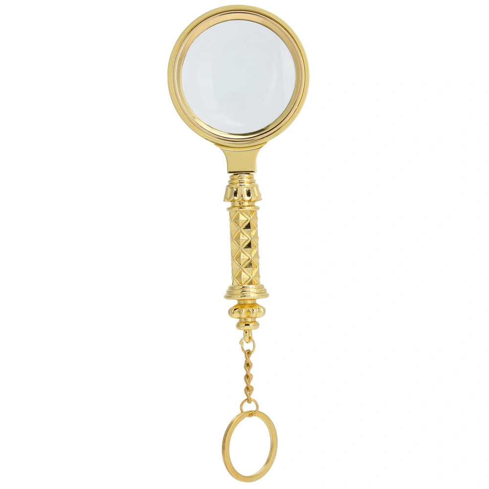 Zinc Alloy Carved Handle Magnifying Glass Elderly Reading Magnifier with Key Ring 60mm