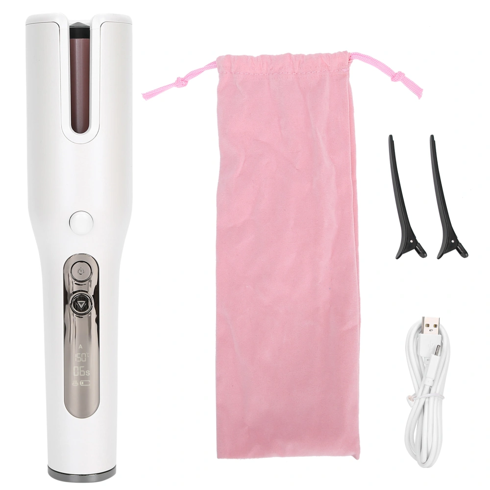 Automatic Electric Hair Curler USB Charging Portable Travel Styling for Straight Curly HairWhite