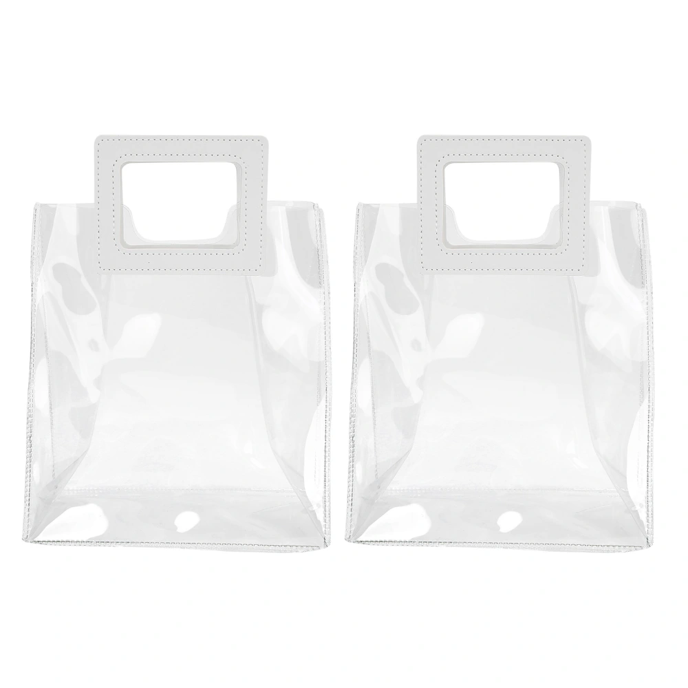 2pcs Bags Transparent Gift Bag Sturdy Bottom Handbag for Birthday Christmas Gift Packaging (S)