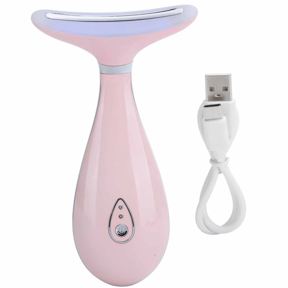 Photon Light Therapy Neck Beauty Machine AntiAging Neck Wrinkle Removal Massager(Pink )