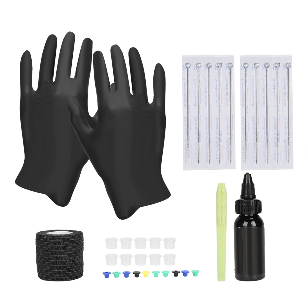 Tattoo Kit Practice 5RL Tattoo Needle Pad Gloves Ink Cup Hand Tattoo Pen with Pigment 29.6ml