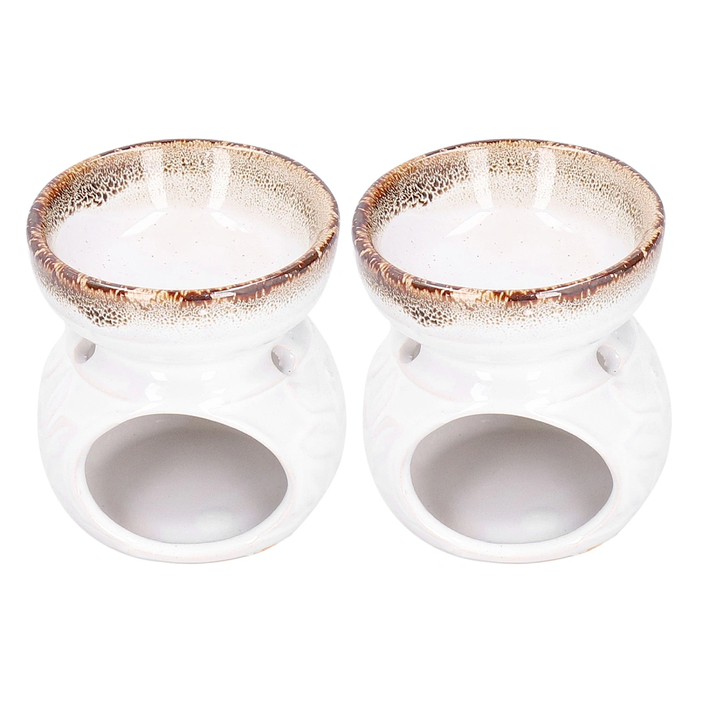 2pcs Essential Oil Burner Ceramic Incense Burner Decorative Aromatherapy Stove FurnaceWhite