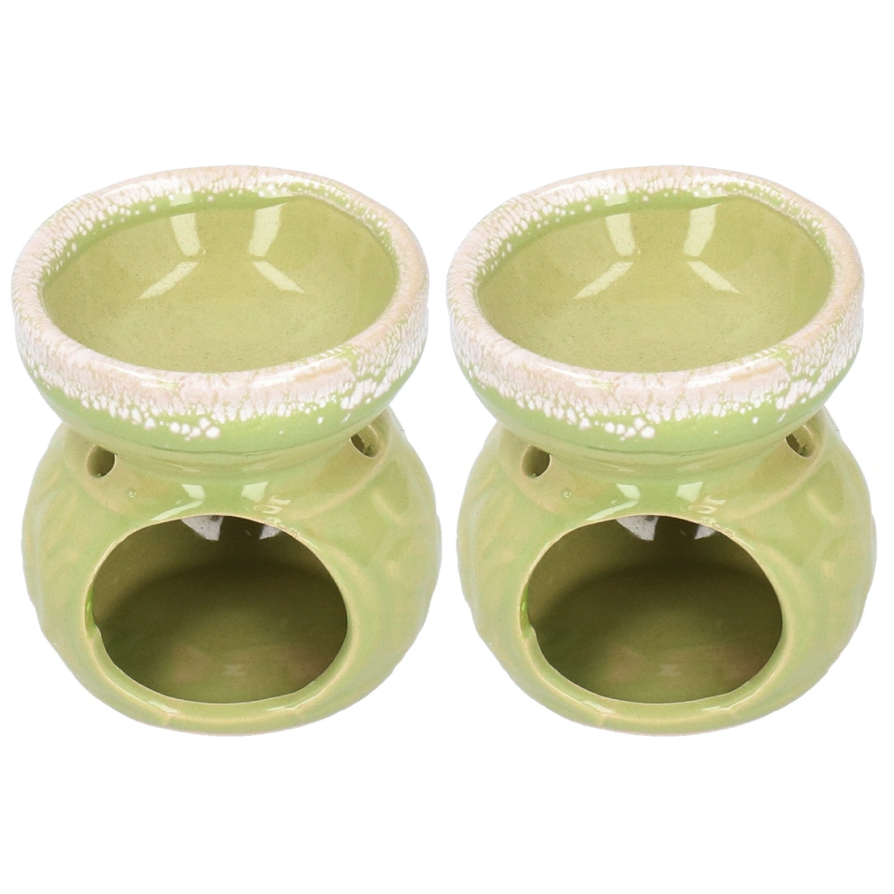 2pcs Essential Oil Burner Ceramic Incense Burner Decorative Aromatherapy Stove FurnaceGreen