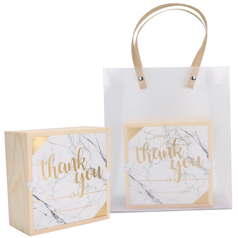 2 Set Wedding Wooden Gift Box PVC Exquisite Candy Packaging Bag Birthday Party Accessory#1