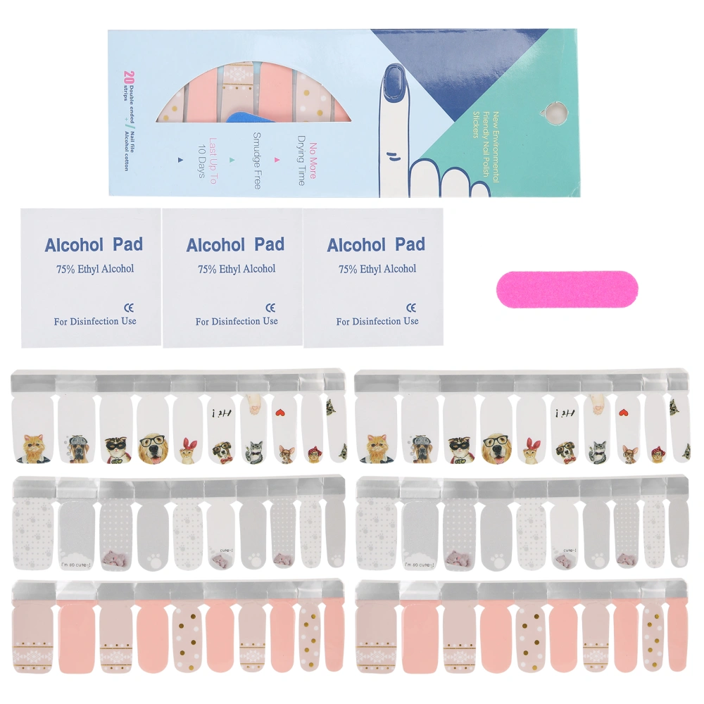 BlueZOO Nail Polish Stickers Set Full Cover Nail Art Decals Strips Cartoon Nail Decoration