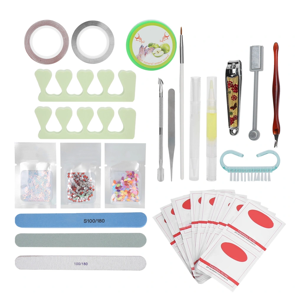 Nail Art Tool Set Dead Skin Fork Nail Decoration File Strip Clipper Manicure Set for Home Salon